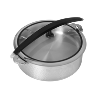 Plat à réchaud triple couche en acier inoxydable avec couvercle en verre ou en acier inoxydable Φ320×H120 Φ360×H100