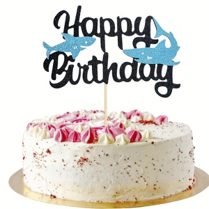 1pc Happy Birthday <strong>Cake</strong> <strong>Topper</strong> for Shark <strong>Cake</strong> Decoration, Ocean Sea <strong>Animal</strong> Shark Theme Party Supplies - Product Image 3
