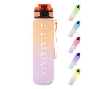 Botella de Agua Deportiva Motivacional de Tritán, Libre de BPA, Económica, de Plástico, 1000 ml, Duradera, con Indicador de Tiempo para Beber, para Niños - Product Image 1