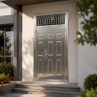 Porte d'entrée double en acier inoxydable 304 sur mesure pour villa résidentielle