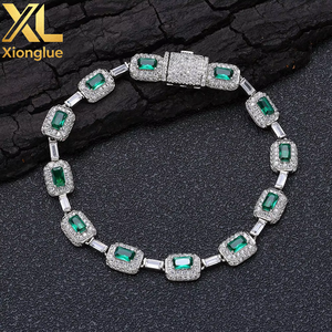 European American High-End Unisex Colorful <b>Gemstone</b> <b>Bracelet</b> Gold Plated 0.3m Thick Claw Setting Trendy Hip-Hop Wholesale - Product Image 2