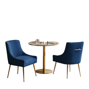 Chaise de salle à manger moderne et contemporaine en acier inoxydable, rembourrée en tissu velours confortable, pieds en métal, pour hôtel, restaurant - Product Image 1