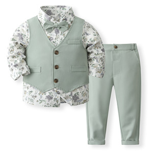 Nouveau Gilet Chemise Imprimé pour Enfants, Style Européen et Américain, Automne, Motif Dessin Animé/Fleurs en Polyester/Coton pour Garçons Élégants - Product Image 6