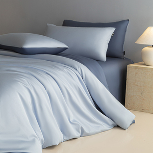 Juego de Ropa de Cama de Lujo de 4 Piezas, 100% Algodón, 300 Hilos, Satén, Diseño Floral, Dos Tonos, con Funda Nórdica, Fundas de Almohada y Sábana - Product Image 5