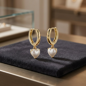Pendientes de Aro Colgantes de Plata de Ley 925 con Baño de Oro de 18K y Perlas en Forma de Corazón, Modernos, para Mujer, Joyería para Bodas y Fiestas - Product Image 2