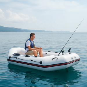 Bateau de pêche gonflable en PVC personnalisé avec support pour <span class=keywords><strong>canne</strong></span> à pêche, option moteur hors-bord, capacité de 100 à 500 kg - Product Image 1