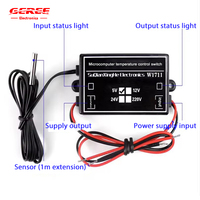 Interrupteur de température 5V XH-W1711, interrupteur à commande de température électrique -15~70 ℃   Interrupteur de contrôle de température réglable, coque noire