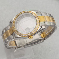 Kit Casing Jam Tangan Stainless Steel 36mm Dengan Bezel Berlian, Gelang Jubilee Emas, Tahan Air dan Bernapas
