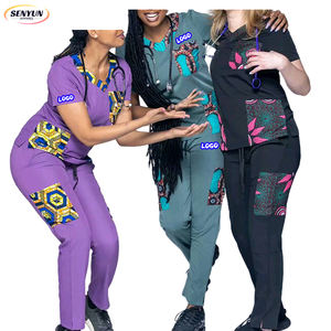 Dental Hospital Africa Style Krankens ch western Pflege uniformen Benutzer definierte 2 Stück Frauen Doktor Medical Scrub Ankara Krankens ch wester Scrub Sets <span class=keywords><strong>Uniform</strong></span> - Product Image 1