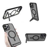 Casing Anti-Kuning Transparan Magnetik dengan Penyangga untuk iPhone 17 Air 16 Pro Max 15 14 13 12 Plus 11, Grosir Penutup Ponsel