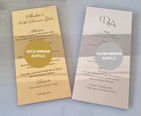 Menu de mariage personnalisé en acrylique miroir gravé or ou argent, rectangulaire, en plexiglas, pour la décoration de table de mariage et d'événements