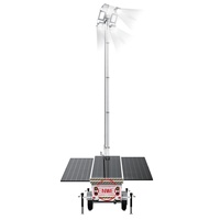 Lampu LED nirkabel Trailer lampu surya portabel dengan 7m tiang teleskopik