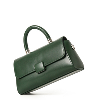 Sac à bandoulière en cuir PU vert foncé de marque privée, sac à rabat de luxe pour affaires, sac tote OEM