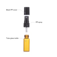 Flacon vaporisateur de parfum vide rechargeable en verre ambré, mini 2ml 3ml 5ml 10ml, avec pulvérisateur fin noir, sans BPA