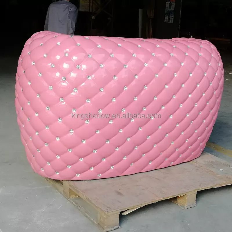 Mostrador frontal de diseño rosa para salón de belleza, escritorio de recepción para salón de belleza, precio al por mayor de fábrica