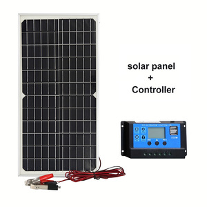 แผงโซลาร์เซลล์แบบโมโนคริสตัลไลน์ 16W 12V เครื่องชาร์จพลังงานแสงอาทิตย์แบบพกพาสำหรับใช้งานกลางแจ้งพร้อมแคลมป์สำหรับชาร์จแบตเตอรี่ - Product Image 2