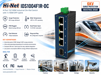 Switch industriel rapide non géré 4 ports 10/100M sur rail DIN avec 1xSFP, entrée 12~57Vdc, CE FCC, pour nœud industriel compact (OEM/ODM)