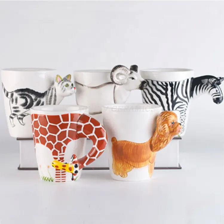 Promozione all'ingrosso personalizzata prezzo di fabbrica multi tipi tazza animale 3d caffè in ceramica