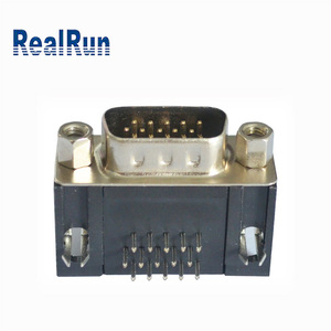 Conector de 9 posiciones de la serie <span class=keywords><strong>D</strong></span>, 2 filas, tipo R/A recto con material de contacto de latón para aplicaciones de PCB, macho a hembra - Product Image 2