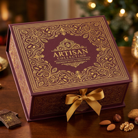 Boîte cadeau élégante en papier spécial avec estampage à chaud doré, modèle personnalisé, boîte en carton de luxe pour emballages de noix, bonbons, chocolat et aliments
