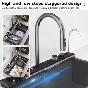 Fsh 2025 thép không gỉ Bồn Rửa Nhà Bếp OEM Chức năng hiển thị kỹ thuật số <span class=keywords><strong>LED</strong></span> hiện đại máy rửa chén vòi nước với các tính năng thông minh - Product Image 3