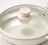 Ensemble de casseroles et poêles en céramique antiadhésives 9 pièces avec couvercle en verre, poignée amovible, fond plat, compatible induction