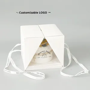 Прозрачная коробка для торта 4/6/8 дюймов для интернет-знаменитостей, с возможностью нанесения логотипа, пищевая упаковка для десертов на день рождения - Product Image 4