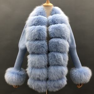 Nuovo polsino sottile alla moda in pelliccia di volpe Plus Size <span class=keywords><strong>maglioni</strong></span> da <span class=keywords><strong>donna</strong></span> in vera lana maglione Pullover in Cashmere lavorato a maglia morbido - Product Image 4