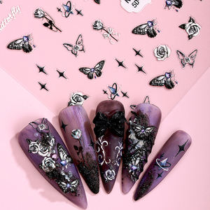 Nuevo Lanzamiento, Superventas, Adorno de <span class=keywords><strong>Uñas</strong></span> 5D con Relieve, <span class=keywords><strong>Girasol</strong></span> Real, Mariposa Azul, Clavel Floral, Plástico Ecológico, No Tóxico - Product Image 6