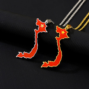 Collar de mapa de Vietnam de Color dorado, joyería de esmalte de goteo de aceite, colgante de acero de titanio, collar de mapa de país de moda - Product Image 6