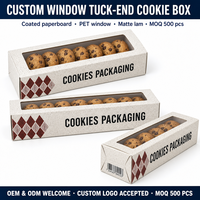 Boîte à extrémités pliées personnalisée pour biscuits, emballage imprimé avec fenêtre découpée, film PET, impression offset, finition mate, OEM ODM, directement de l'usine