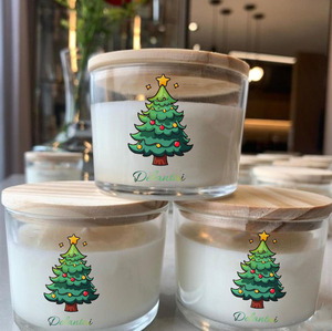 Bougies de Noël les plus vendues-Bougies en cire de soja comme cadeaux avec logo personnel et couvercle en <span class=keywords><strong>bois</strong></span> pour la décoration de la maison - Product Image 4
