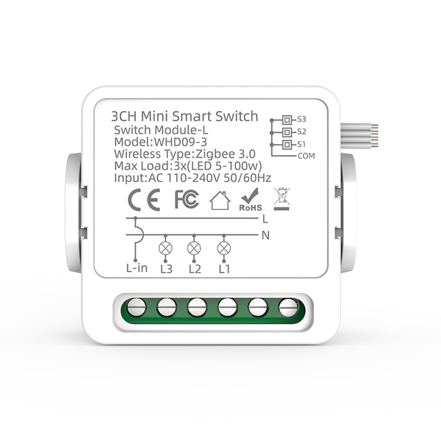 SIXWGH Zigbee 3.0 Mini Module Single Live Wire Smart Switch for Home Office Alexa/Google Home Smart Life Tuya 110-240V Power-Off