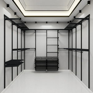 Organisateur de vêtements à cadre en métal moderne armoire de type debout avec <span class=keywords><strong>dressing</strong></span> ouvert pour chambre salon rangement réglable - Product Image 1