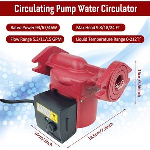 Pompe de recirculation d'eau chaude Carivia 115V, contrôle 3 vitesses, brides NPT 1'', fonte rouge - Product Image 3