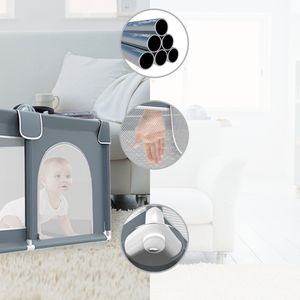 गर्म बिक्री प्रोबेबी pp007 स्टेनलेस स्टील और ऑक्सबोर्ड फैब्रिक प्लेपेन बच्चों और टॉडलर्स 200 एक्स 200 सेमी ग्रे/हरे/गुलाबी - Product Image 5