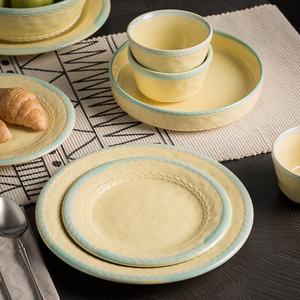 طبق مسطح أحمر على الطراز الياباني، طبق عشاء إبداعي للستيك، صحن سيراميك للفنادق والمطاعم، آمن للاستخدام في الميكروويف، طبق بتصميم عتيق - Product Image 4