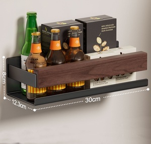 Étagère à épices <span class=keywords><strong>de</strong></span> cuisine en noyer noir <span class=keywords><strong>de</strong></span> style vintage, organisateur <span class=keywords><strong>de</strong></span> condiments sans perçage pour l'huile, le sel, les sauces et le <span class=keywords><strong>vinaigre</strong></span>, rangement suspendu - Product Image 2