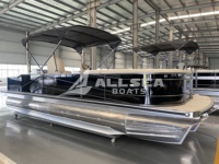 Nouveau design, bateau ponton de luxe en aluminium, catamaran à moteur, pour fêtes familiales, avec tubes flottants soudés, pour la pêche sportive
