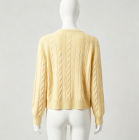 Cardigan en laine 100% tricoté pour femme, col rond, boutonné, manches longues, vente en gros