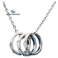 Collier pendentif cercle orbital en or blanc 18 carats avec diamant de laboratoire Good Century, empilable, bijou contemporain et audacieux
