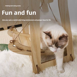 Lit à bascule en <span class=keywords><strong>bois</strong></span> à double couche avec cadre antidérapant, nid <span class=keywords><strong>suspendu</strong></span> pour animaux de compagnie, balançoire pour chat - Product Image 2