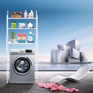 Rak Toilet mesin cuci 3 lapis, rak penyimpanan di atas Toilet, kertas dapat disesuaikan