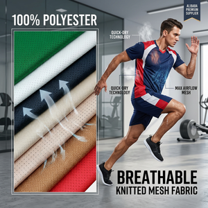 Tela de Malla 100% Poliéster, Tejido de Punto Birdseye, Transpirable, para Camisetas Deportivas de Entrenamiento, Material de Secado Rápido - Product Image 1