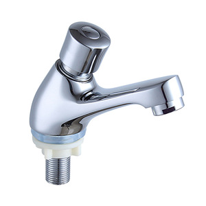 Grifo monomando para lavabo con válvula de latón, montaje en encimera y retorno automático - Product Image 2
