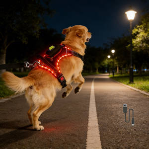 Arnés para mascotas con luz LED, resistente al agua, recargable, personalizado, <span class=keywords><strong>seguridad</strong></span> nocturna, reflectante, intermitente, arnés para perros - Product Image 1