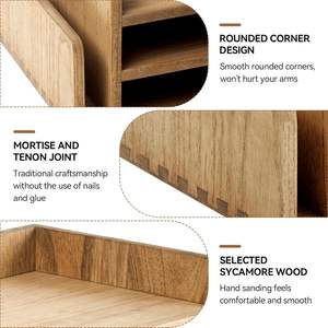 Organizador de Escritorio de Madera con 5 Bandejas, Bandeja para Documentos, Cartas, Carpetas, <span class=keywords><strong>Correo</strong></span>, Archivos, Organizador de Oficina de 3 Niveles - Product Image 4