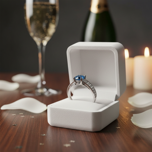 Anillo de Compromiso de Oro Blanco de 14K con Diamante Azul de 1.30 TCW, Corte Redondo, Halo, Anillo de Boda, Joyería Fina Certificada, Regalo para Mujer - Product Image 3