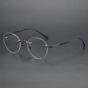 Gafas de Titanio Vintage de Lujo para Hombre 80956, Montura Dorada sin Aro con Lentes AC, Diseño Impreso en Línea - Product Image 3