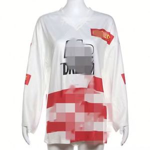 T-shirt Casual da Donna Hipster con Stampa a Contrasto, Maniche Lunghe, Scollo a V, Stile Streetwear, Comoda Maglietta Estiva - Product Image 4